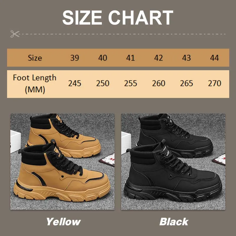 Mens Trendy Breathable Non-Slip Faux Leather Boots
