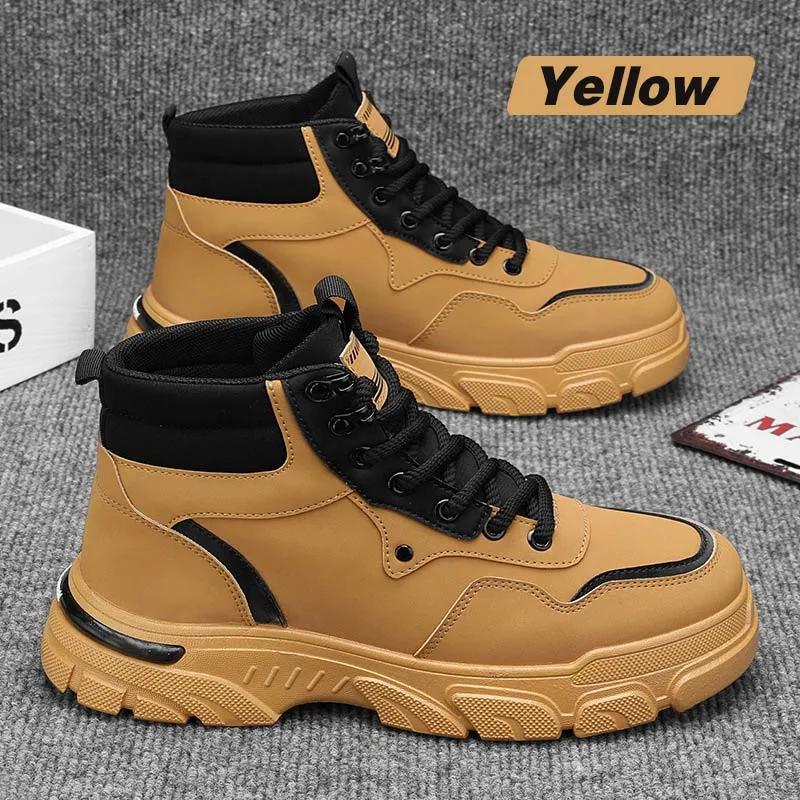 Mens Trendy Breathable Non-Slip Faux Leather Boots