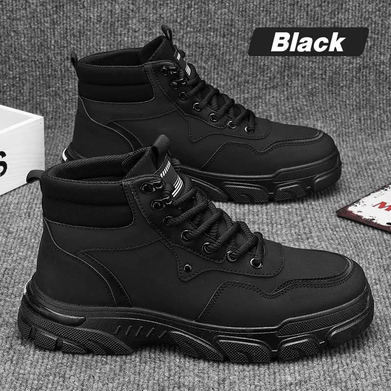Mens Trendy Breathable Non-Slip Faux Leather Boots