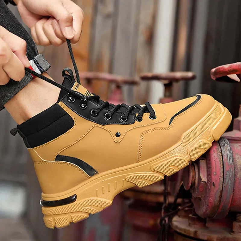 Mens Trendy Breathable Non-Slip Faux Leather Boots