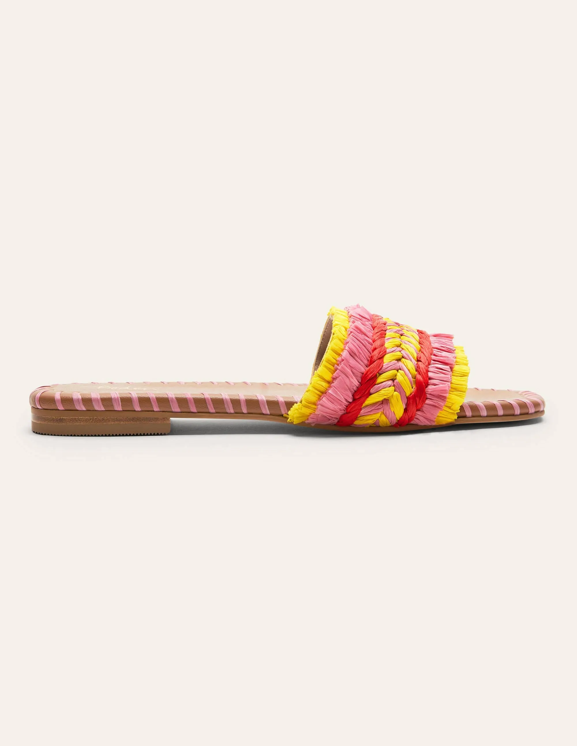 Raffia Flat Sandals-Formica Pink