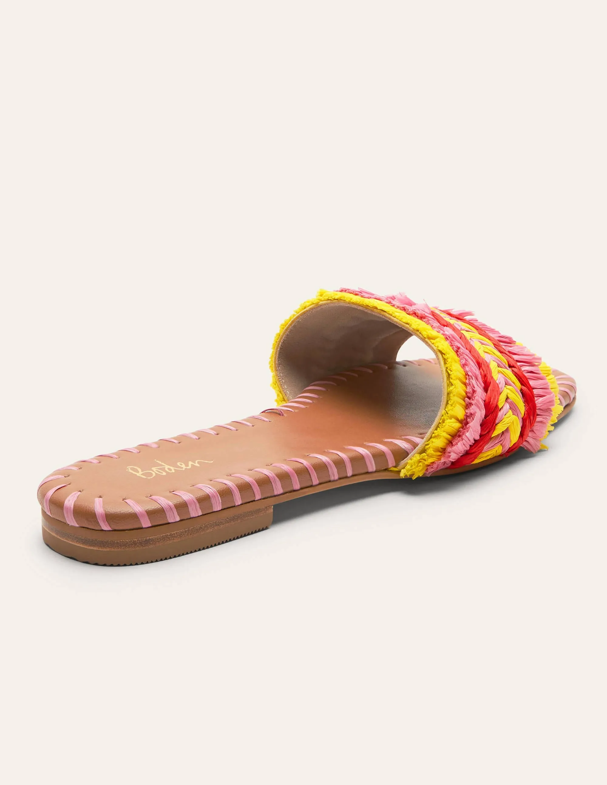 Raffia Flat Sandals-Formica Pink
