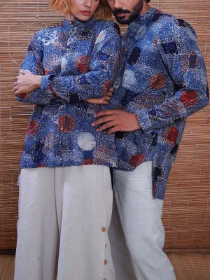 Unisex Hand block printed Ajrakh Indigo Reliable Shirt